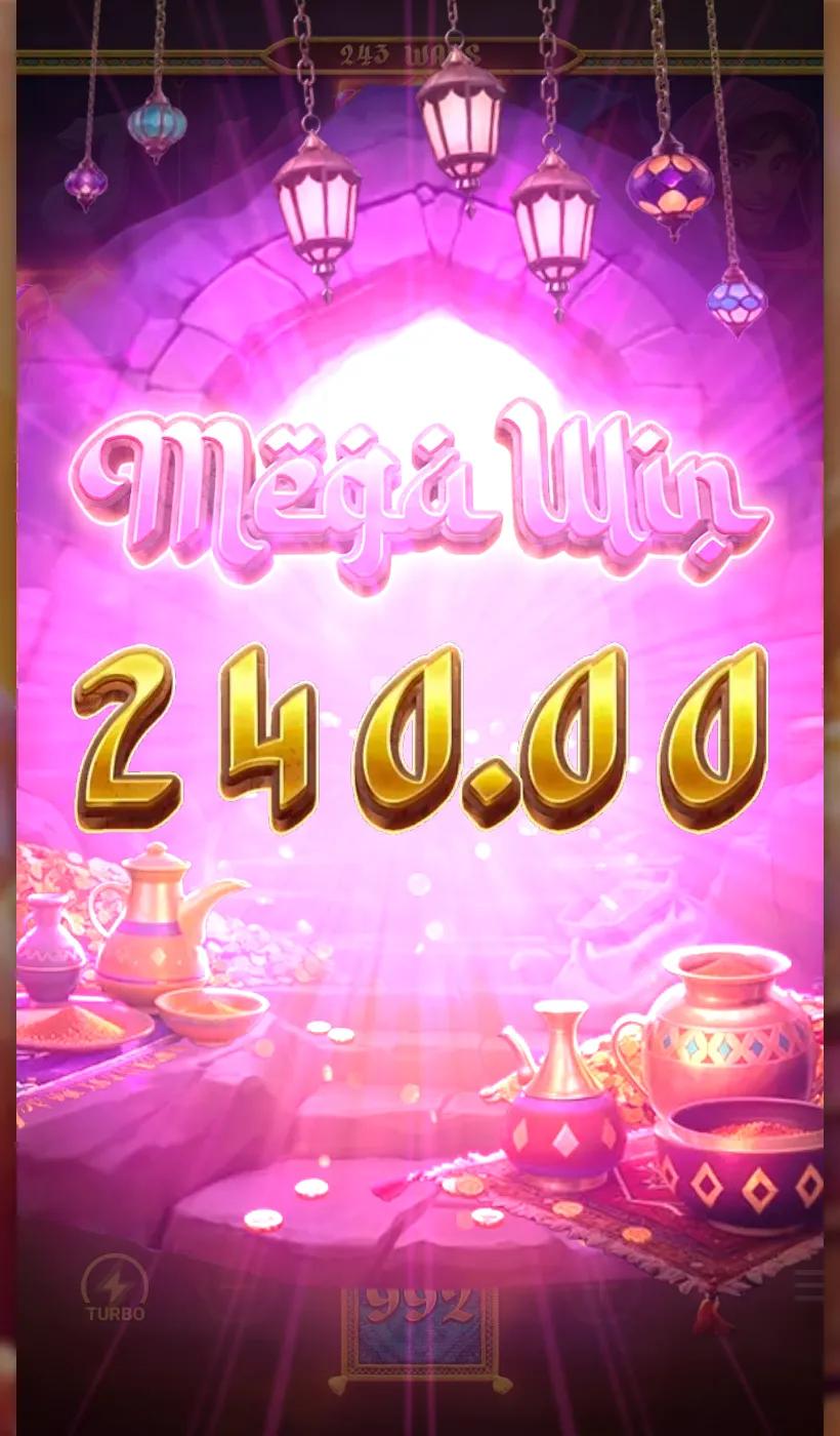 Alibaba's Cave of Fortune Mega Win of 240.00 on a 12.00 stake