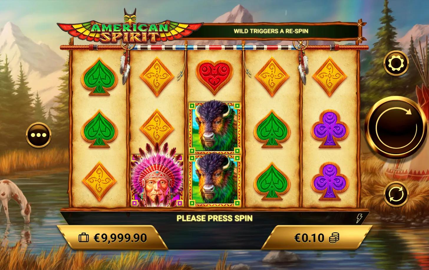 American Spirit slot gameplay screenshot