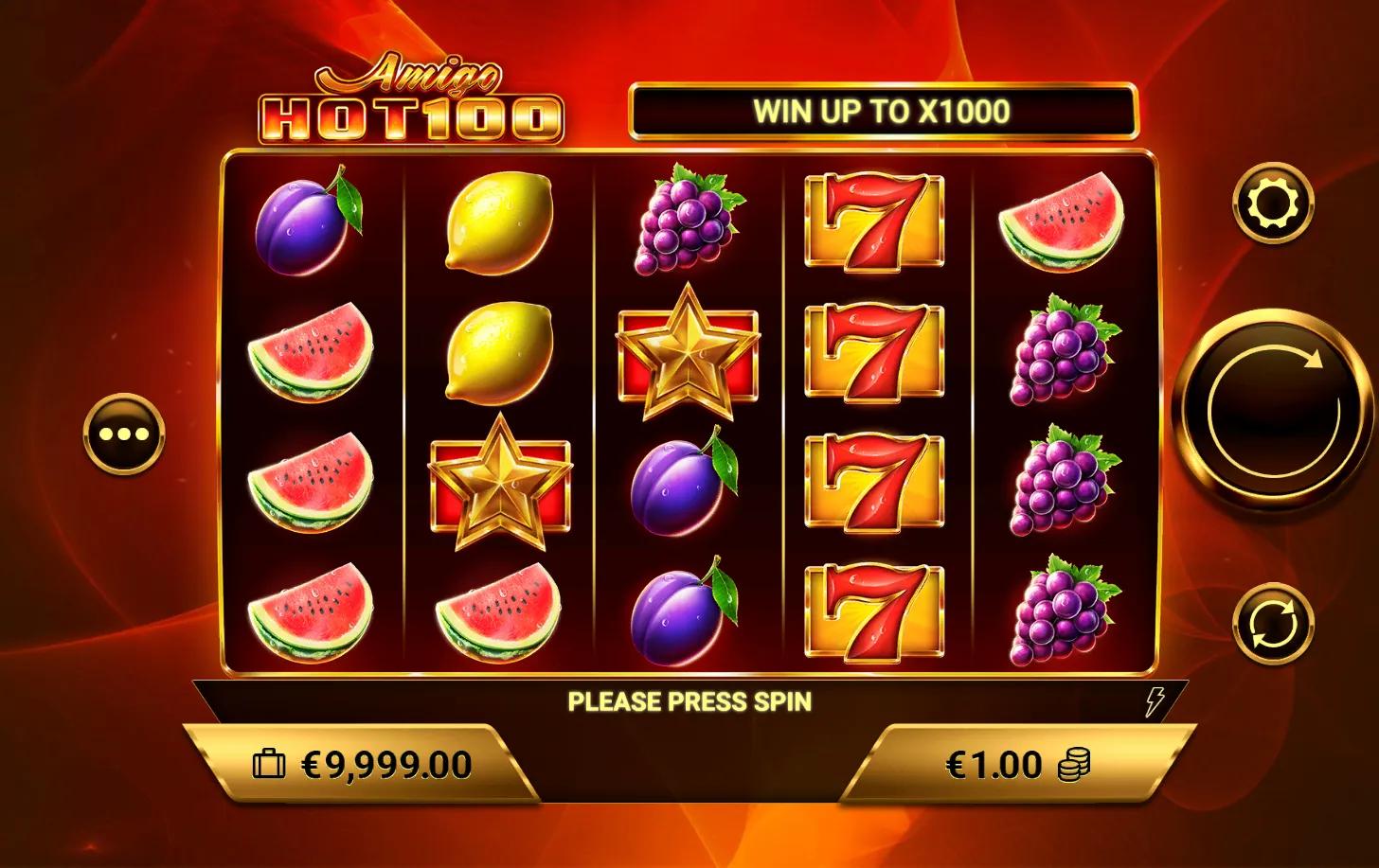 Amigo Hot 100 slot gameplay screenshot