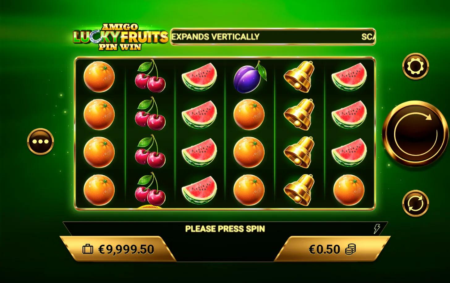 Amigo Lucky Fruits Pin Win slot gameplay screenshot