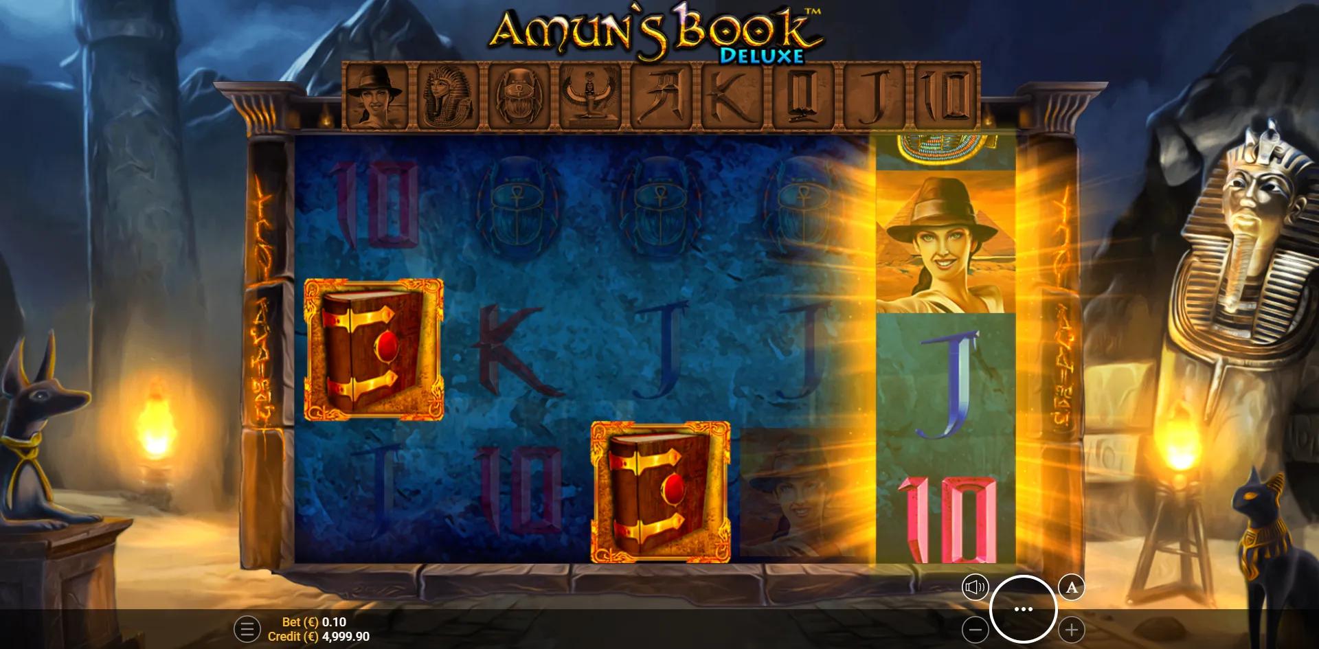 Amuns Book HD Deluxe by Zeusplay with Expanding Symbols on Egyptian-themed reels