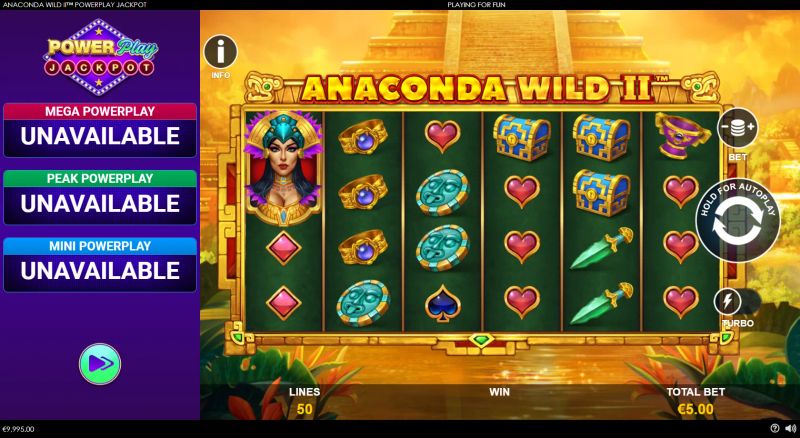 Anaconda Wild II PowerPlay Jackpot gameplay screenshot