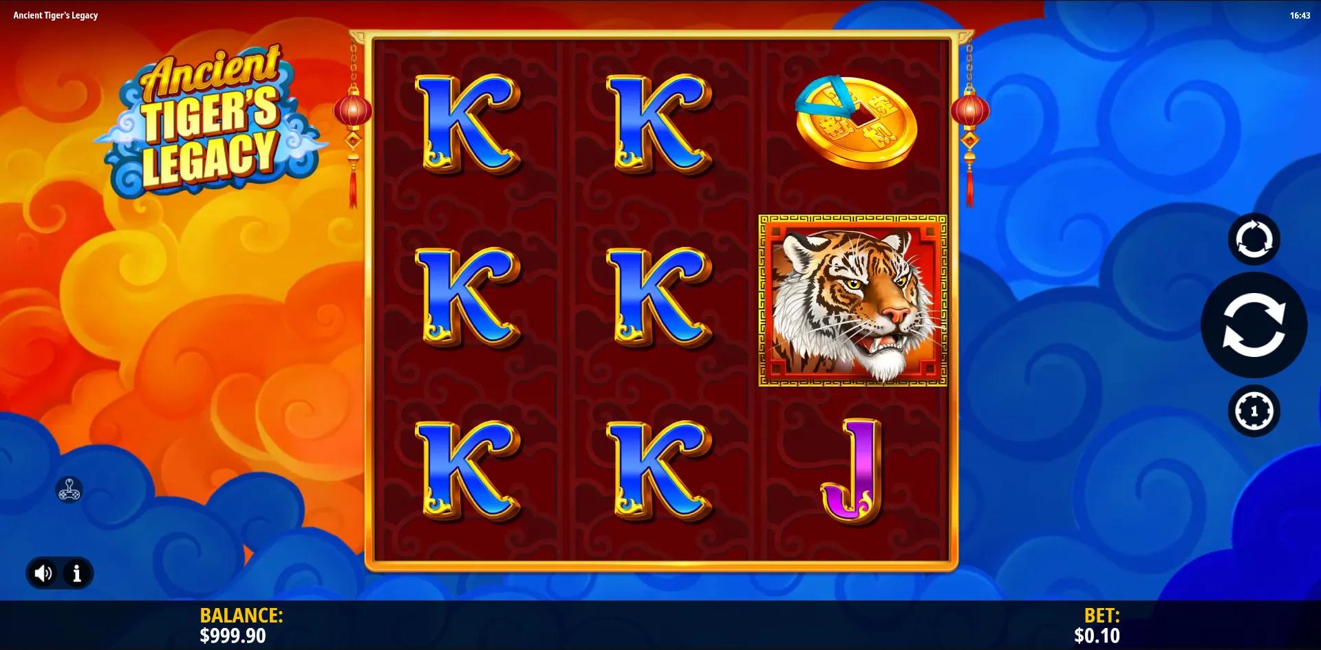 Ancient Tiger's Legacy slot gameplay screenshot