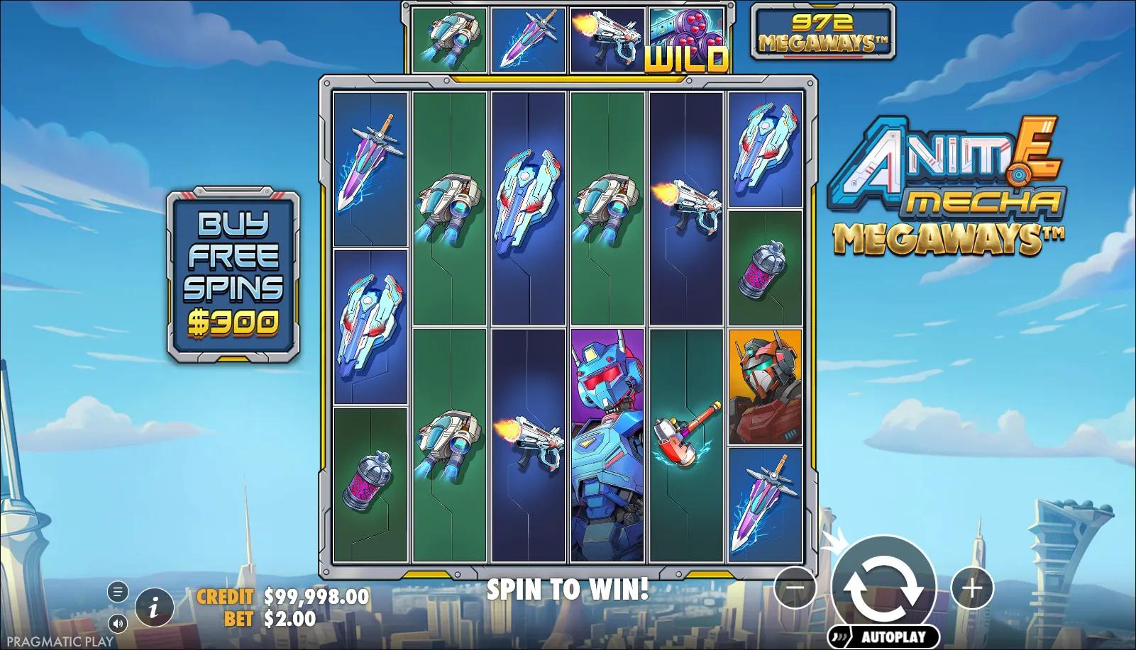 Anime slot Anime Mecha Megaways from Pragmatic Play during gameplay