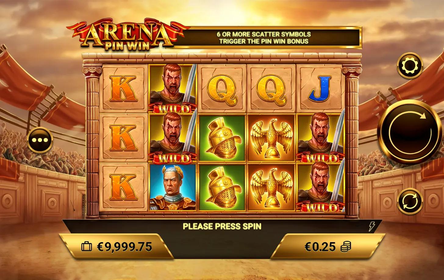 Arena slot gameplay screenshot