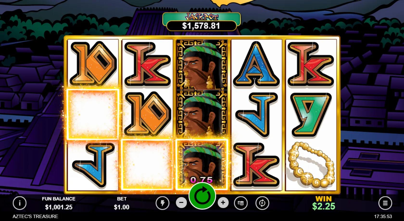 Aztec's Treasure slot gameplay screenshot