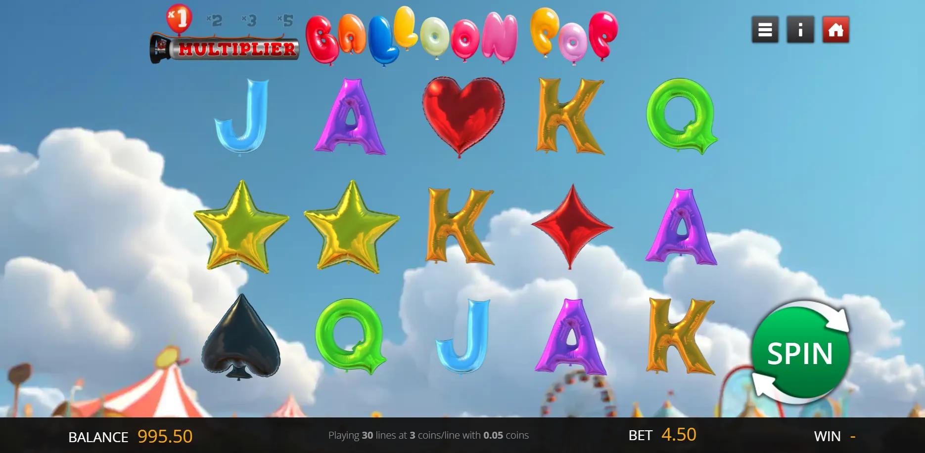Balloon Pop slot gameplay screenshot