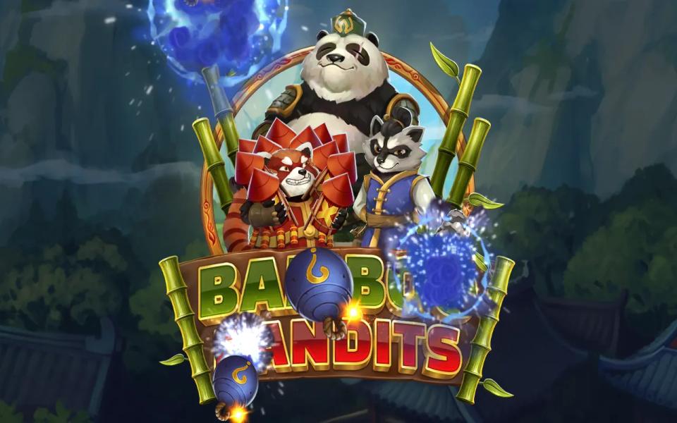 Bamboo Pandits title card with the three armoured animal characters standing above the game logo