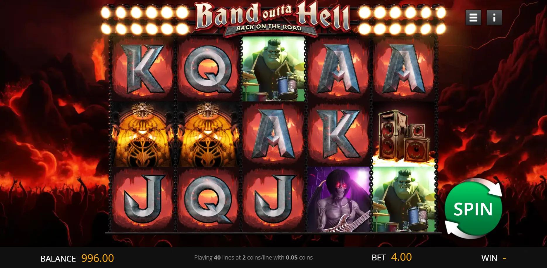 Band Outta Hell: Back on the Road slot gameplay screenshot