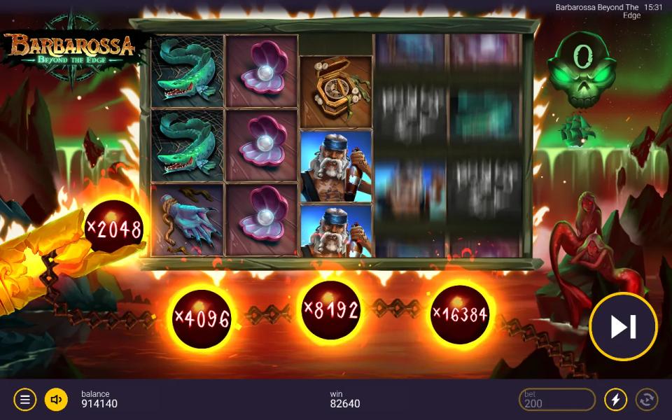 The Power Free Spins board with the multiplier chain at x2048 and x4096 and x8192 drawn ahead of it, near the end of the round.