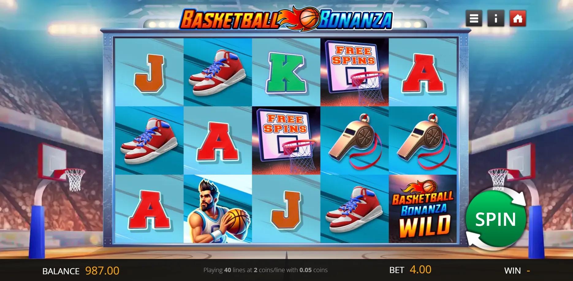 Basketball Bonanza slot gameplay screenshot