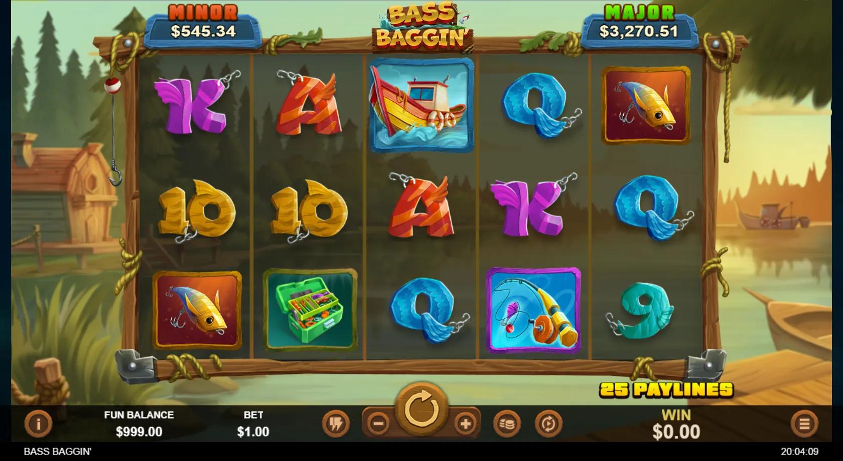 Bass Baggin' slot gameplay screenshot