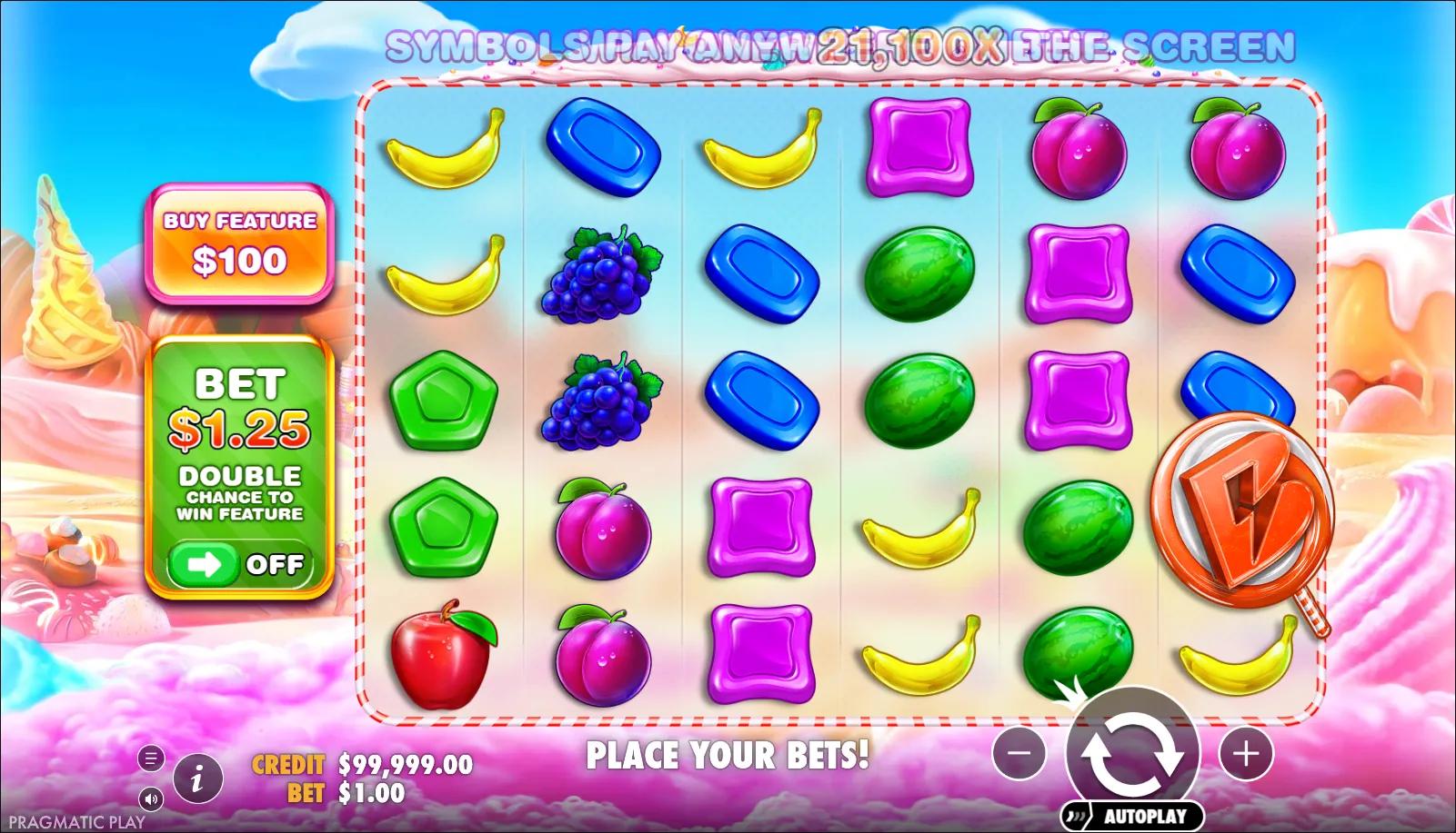 Betano Bonanza reels showing Candy symbols and Ante Bet