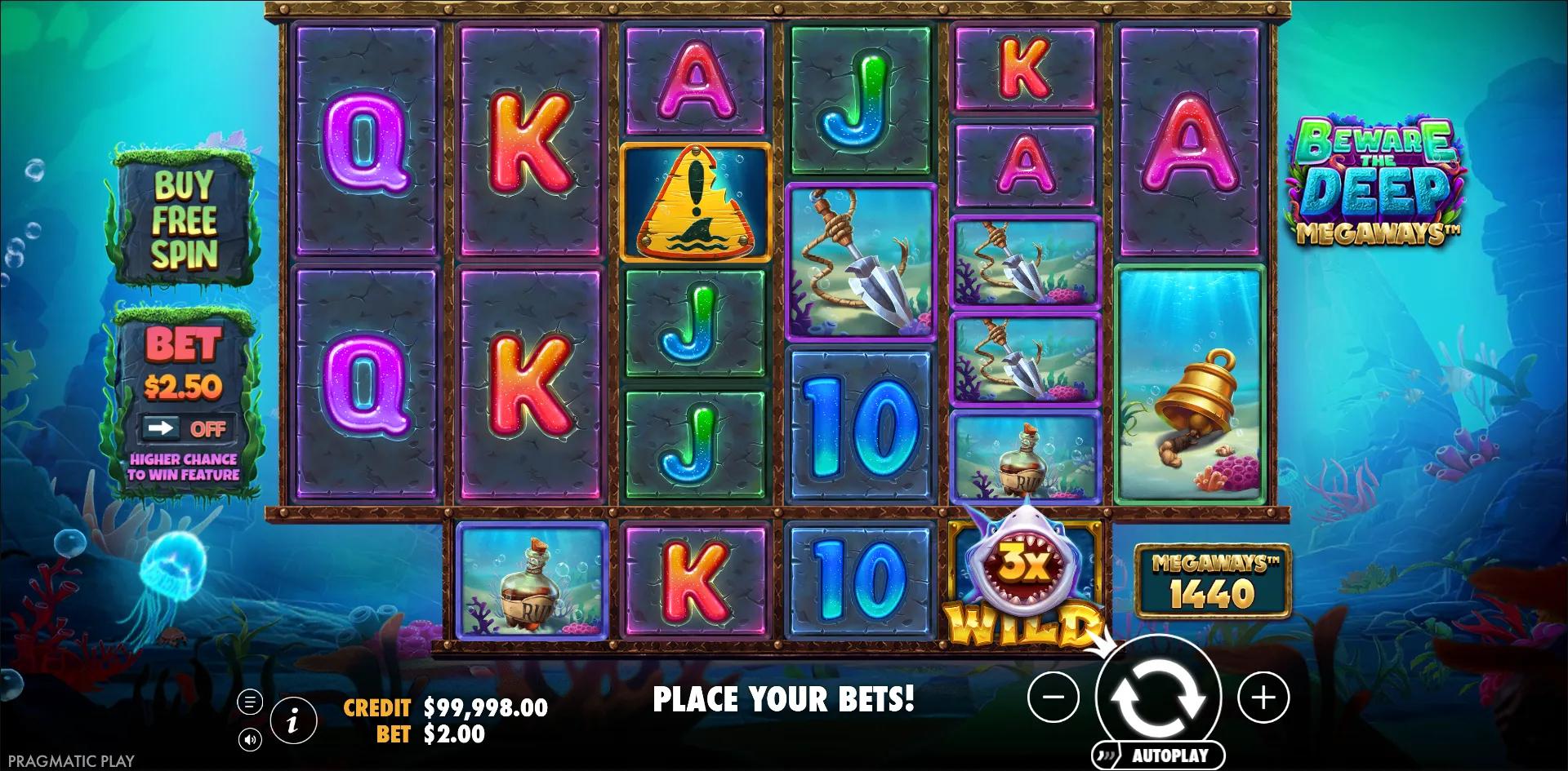 Beware The Deep Megaways slot gameplay screenshot