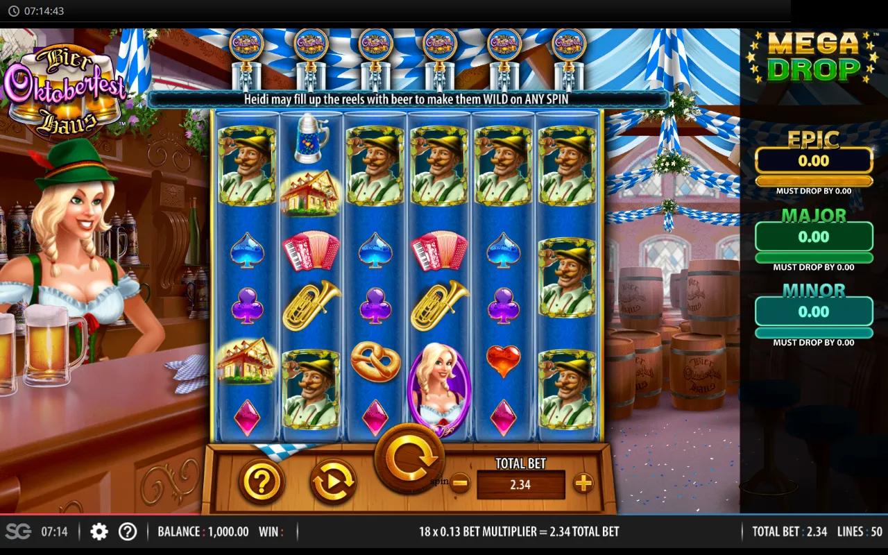 Bier Haus Oktoberfest slot by Light & Wonder, Bavarian tent reels with Heidi and jackpot meters