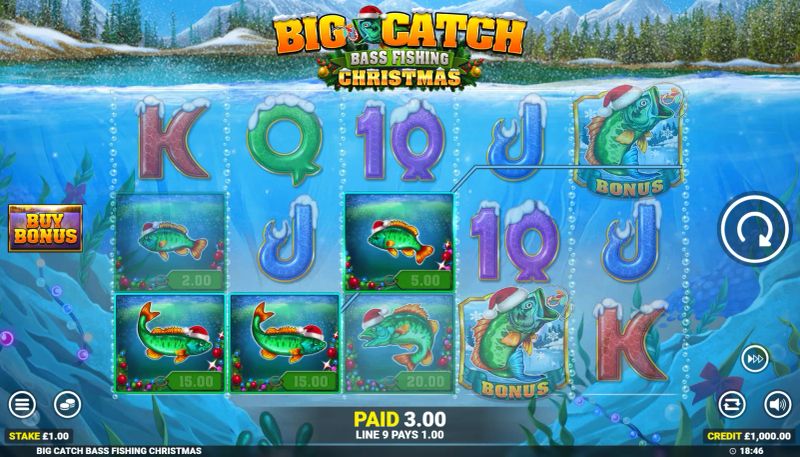 Big Catch Bass Fishing Christmas gameplay screenshot