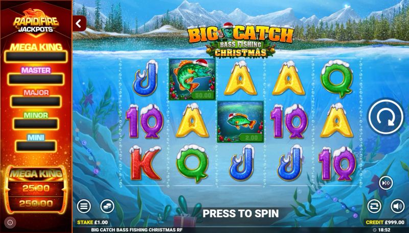 Big Catch Bass Fishing Christmas Rapid Fire Jackpots gameplay screenshot
