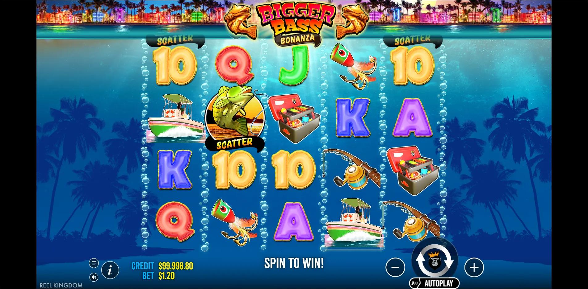 Bigger Bass Bonanza slot gameplay screenshot