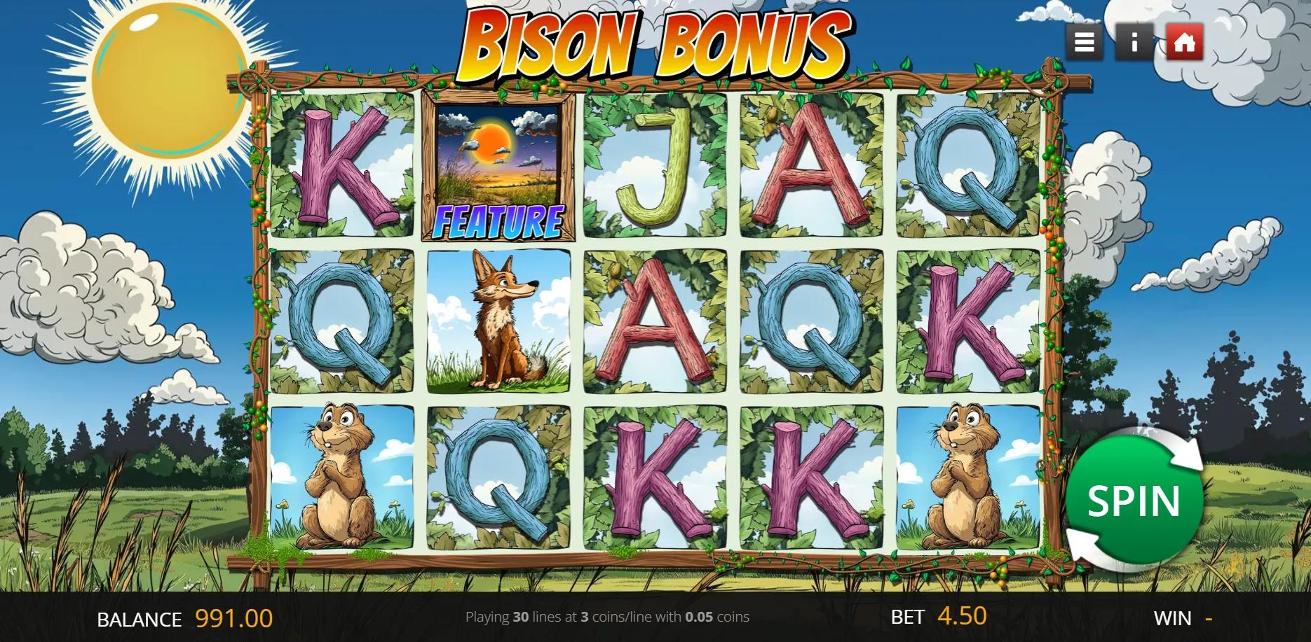 Bison Bonus slot gameplay screenshot