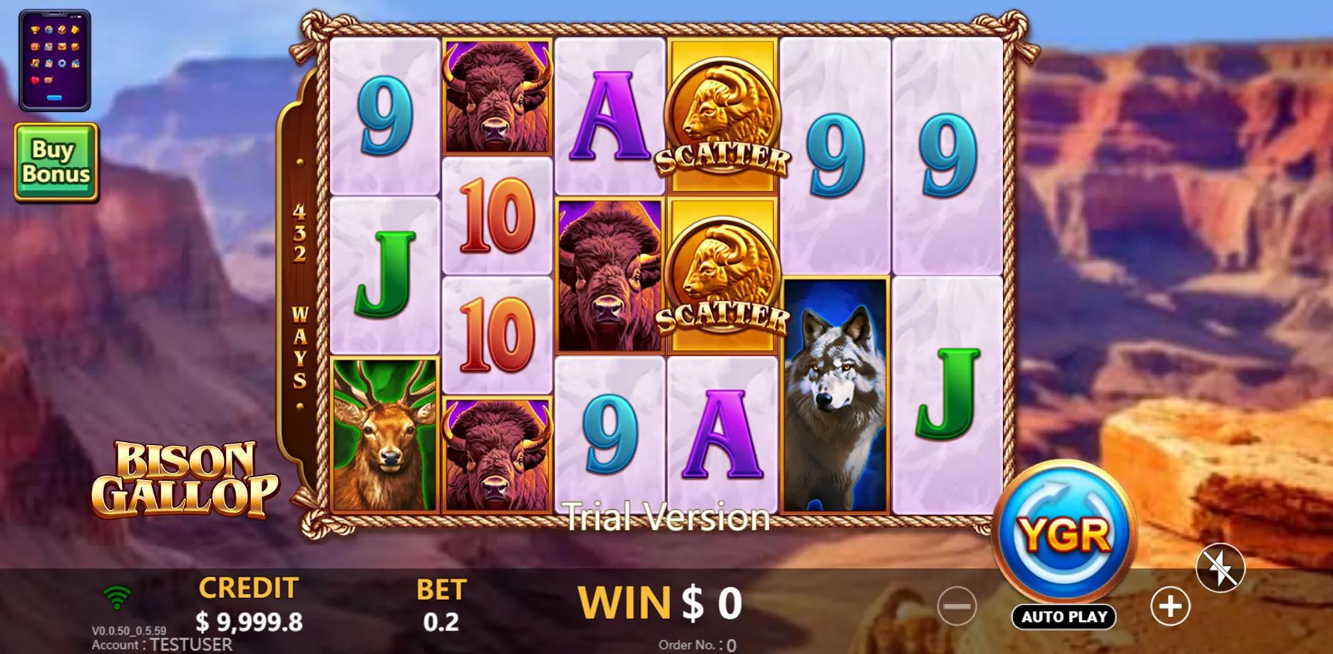 Bison Gallop slot gameplay screenshot