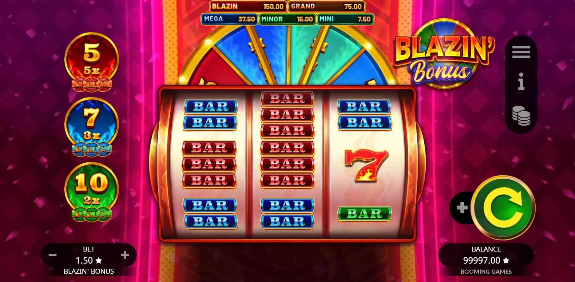 Blazin' Bonus slot gameplay screenshot
