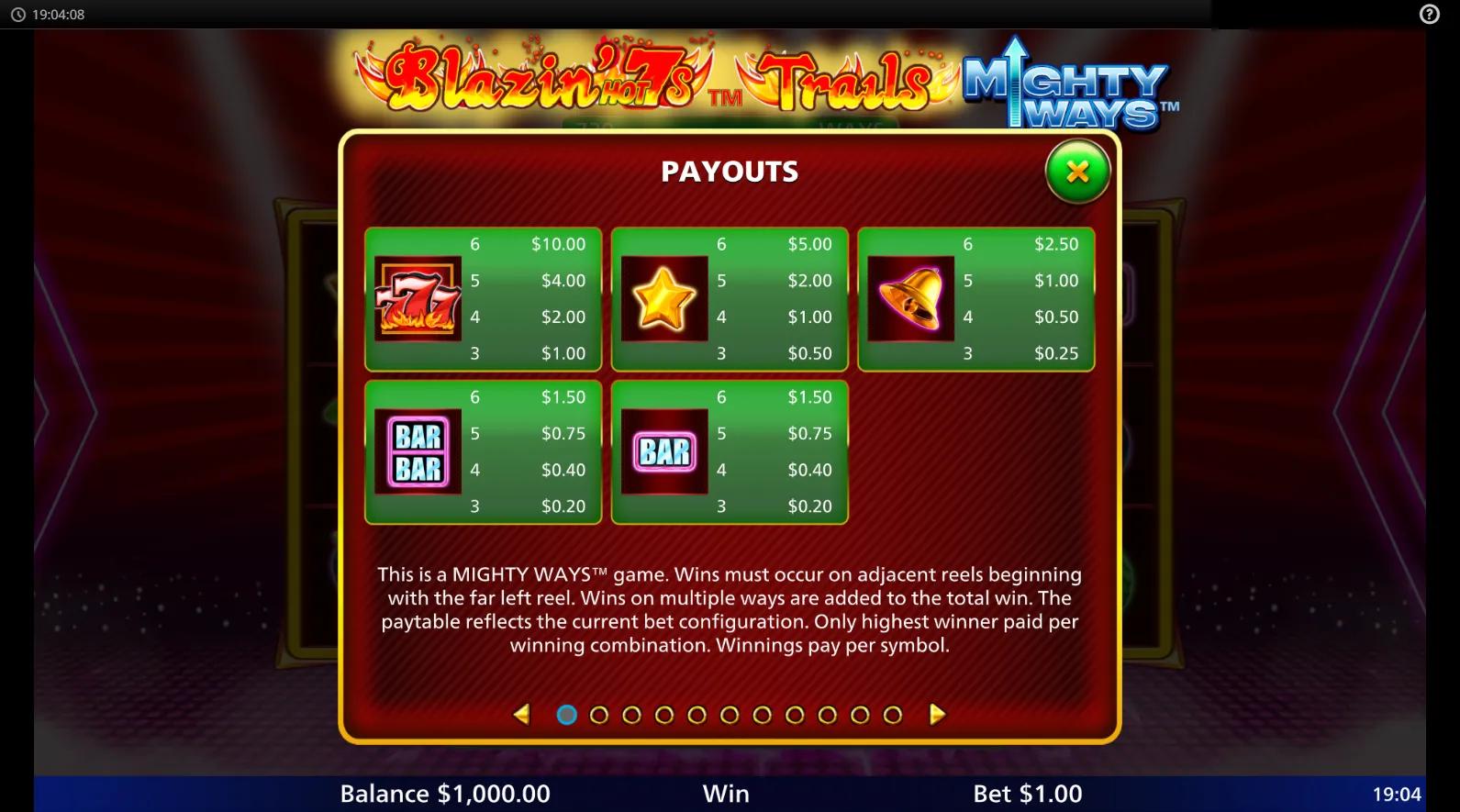 Blazin' Hot 7s Trails Mighty Ways gameplay screenshot