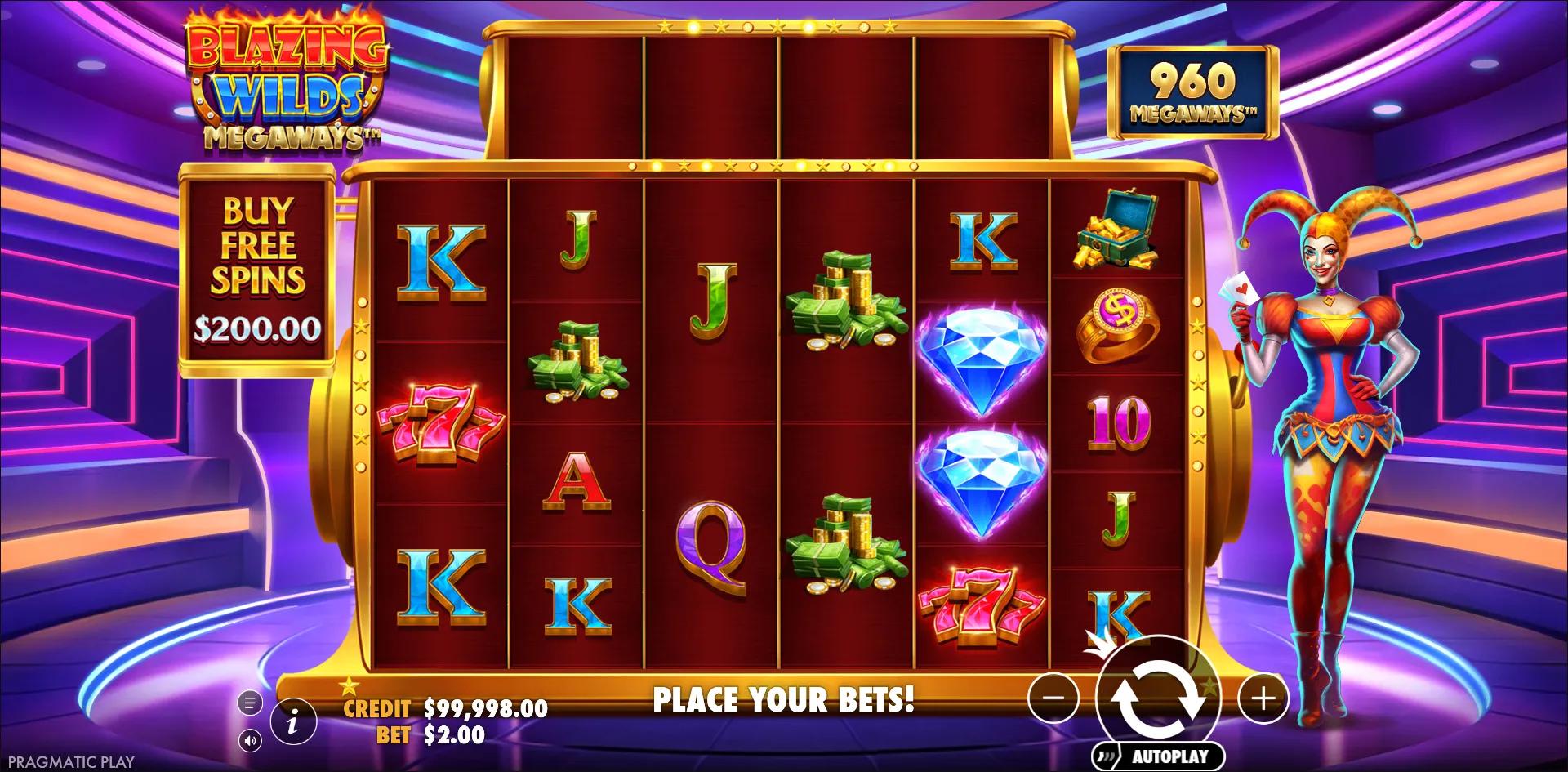 Blazing Wilds Megaways slot gameplay screenshot