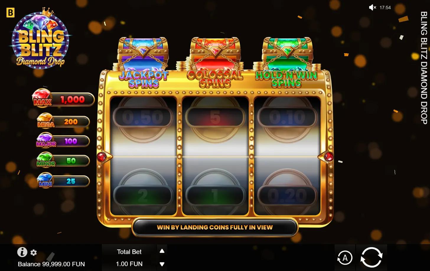Bling Blitz Diamond Drop slot gameplay screenshot