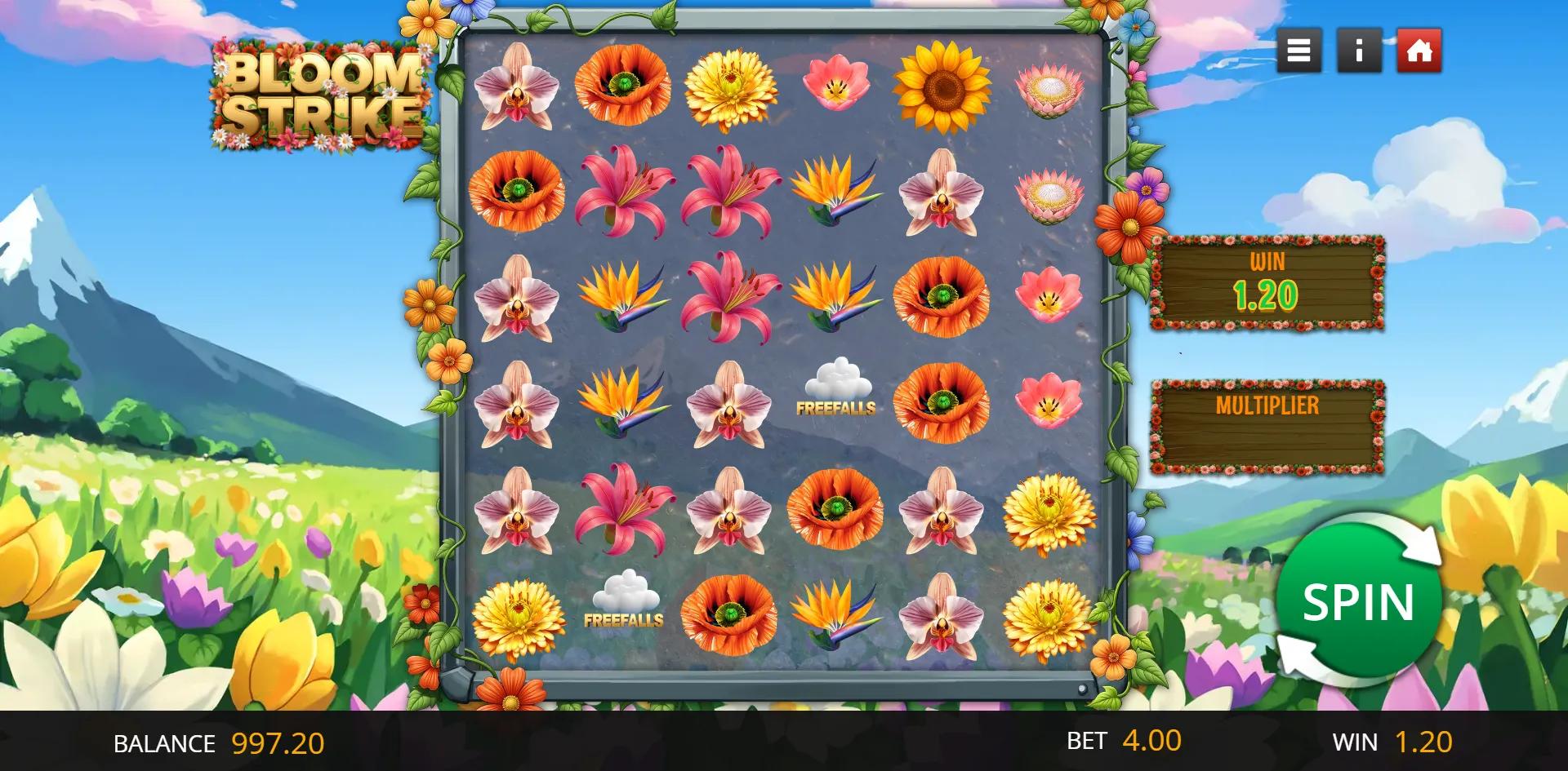 Bloom Strike slot gameplay screenshot