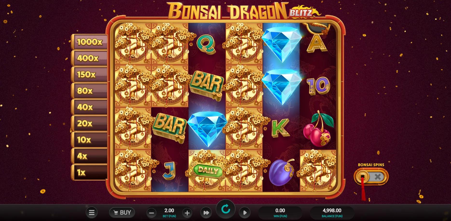 Bonsai Dragon Blitz Dream Drop slot gameplay screenshot