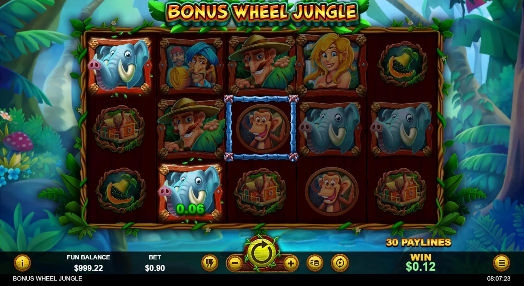 Bonus Wheel Jungle slot gameplay screenshot