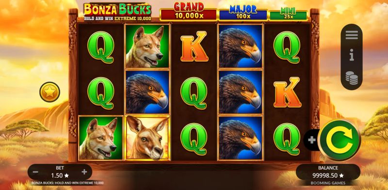 Bonza Bucks Hold and Win Extreme 10,000 gameplay screenshot