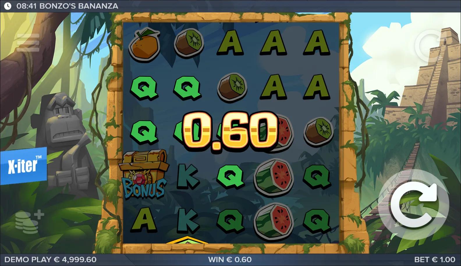 ELK Studios's Bonzo's Bananza slot - Adventure theme, high volatility action