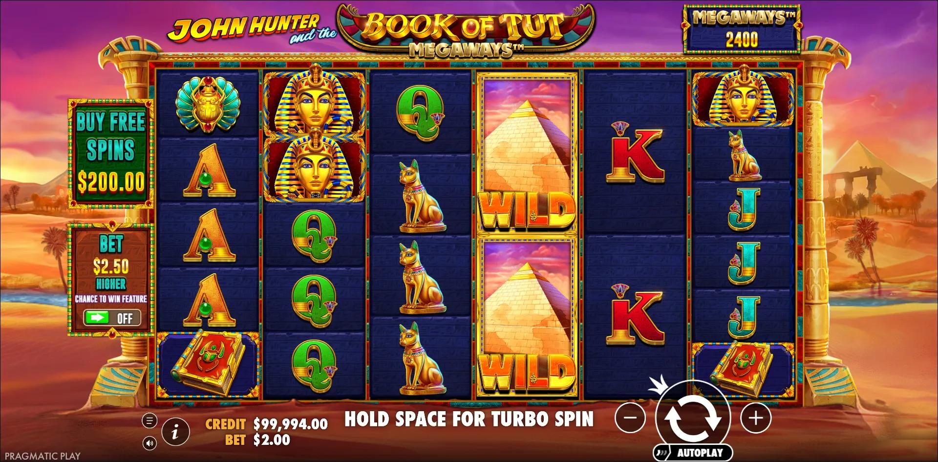 Book of Tut Megaways slot gameplay screenshot