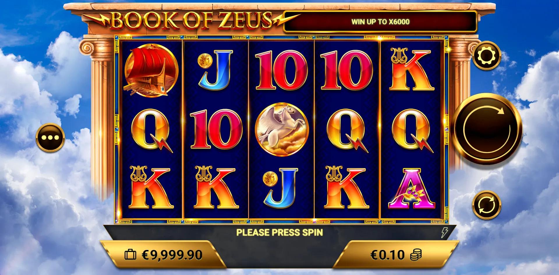 Book of Zeus slot gameplay screenshot