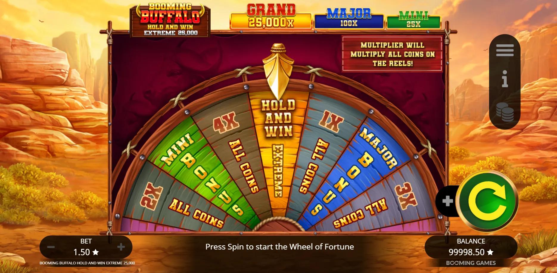 Booming Buffalo Hold and Win Extreme 25,000 slot gameplay screenshot