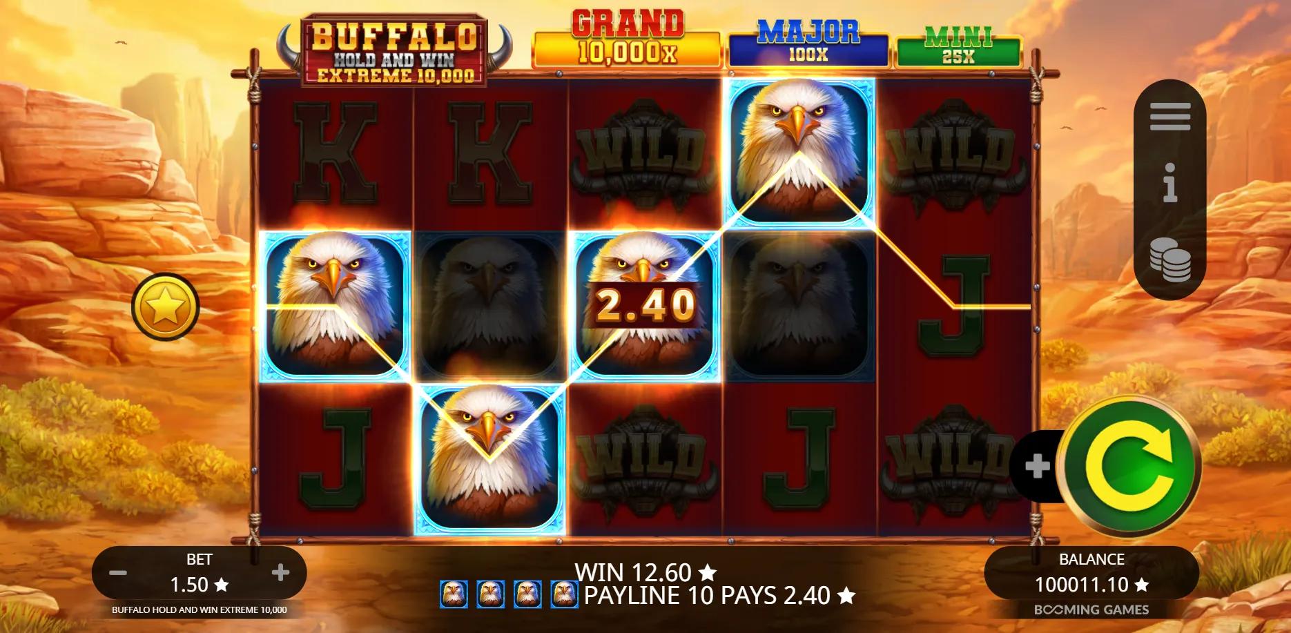 Buffalo Hold and Win Extreme 10,000 slot gameplay screenshot