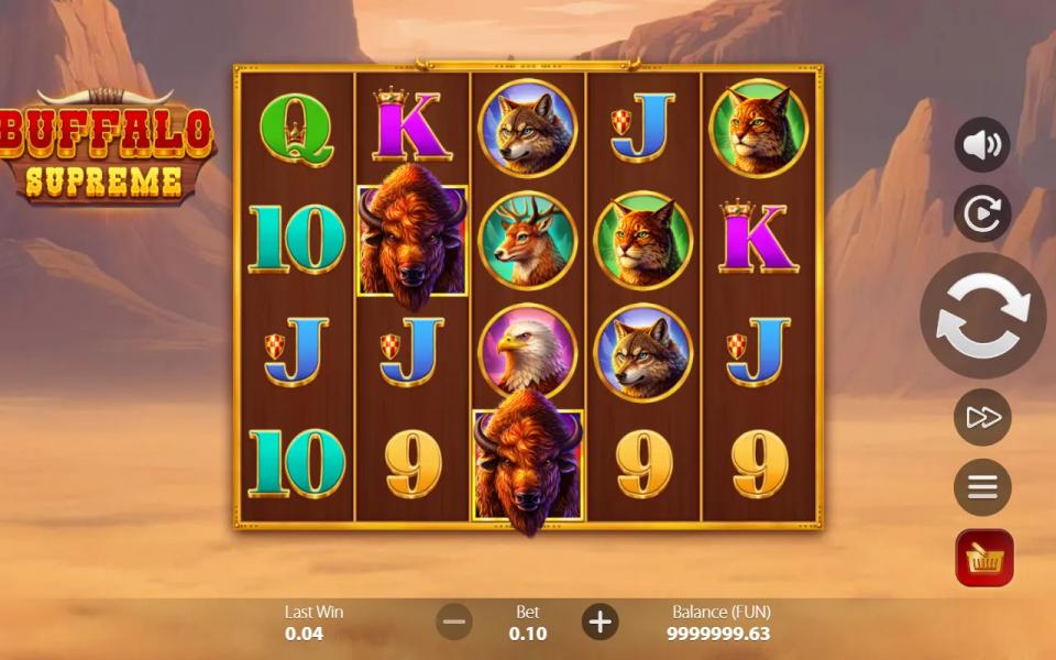 Buffalo Supreme 5x4 reels with buffalo symbols on the second and third columns and none on the first, so nothing pays