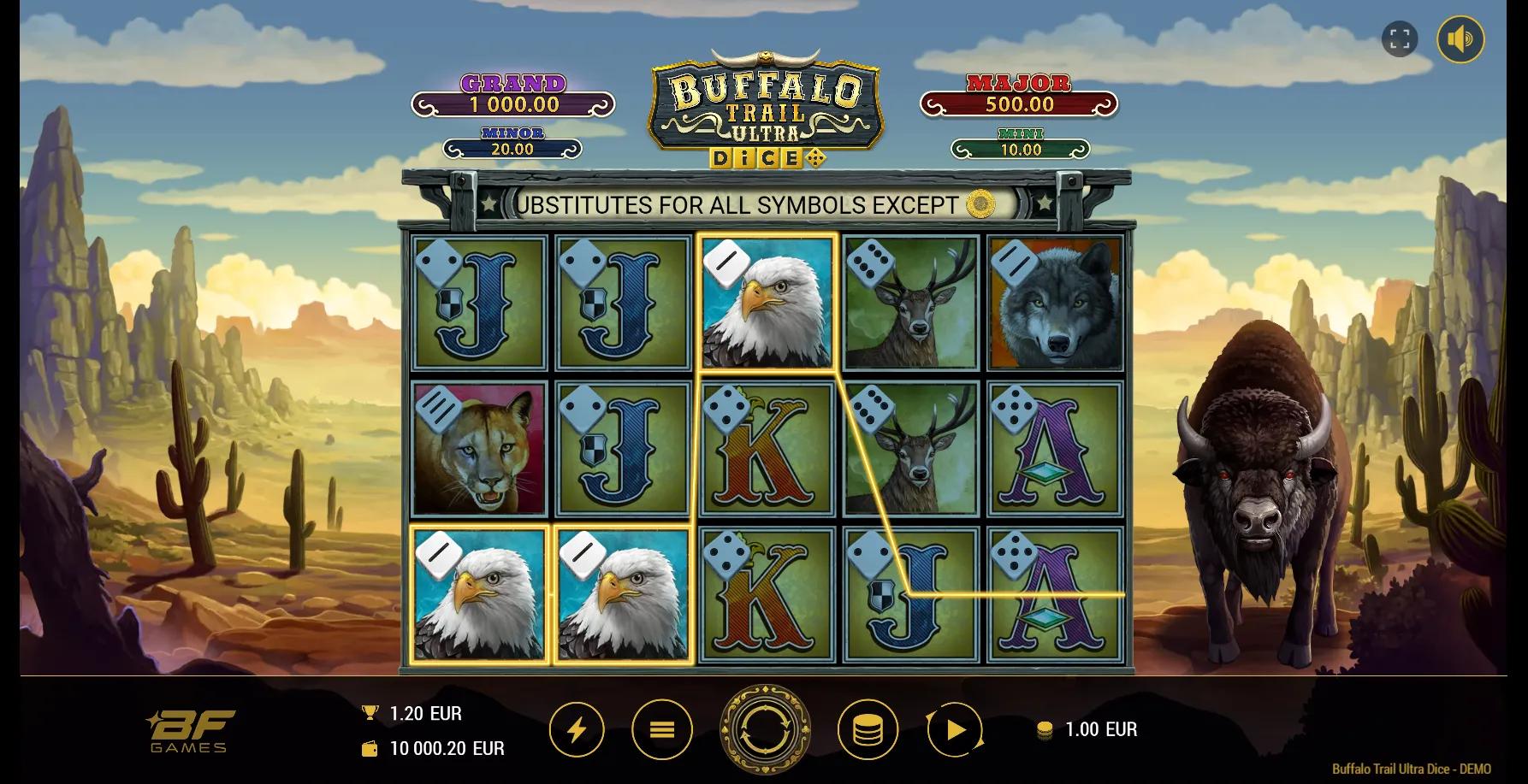 Buffalo Trail Ultra Dice slot gameplay screenshot