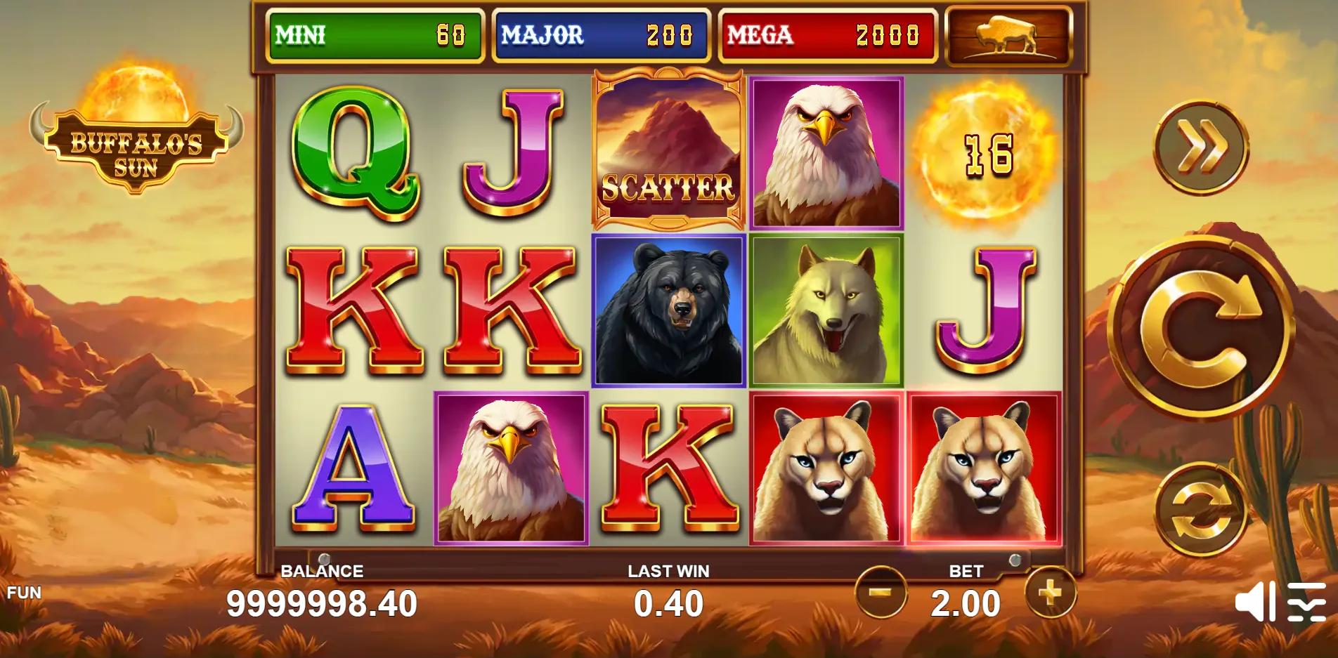 Buffalo's Sun slot gameplay screenshot