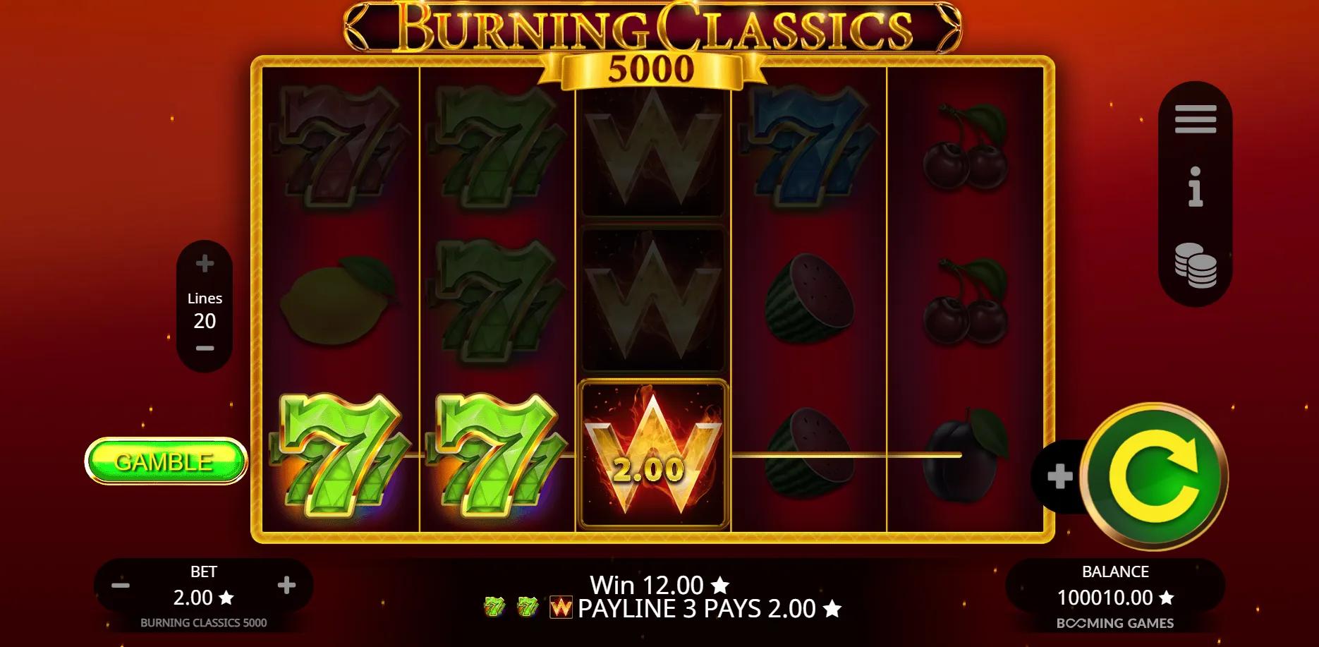 Burning Classics 5000 slot gameplay screenshot