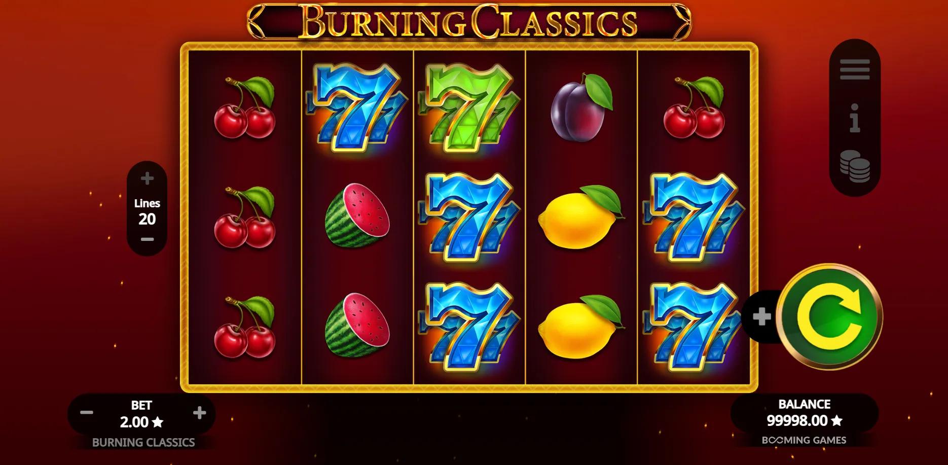 Burning Classics slot gameplay screenshot