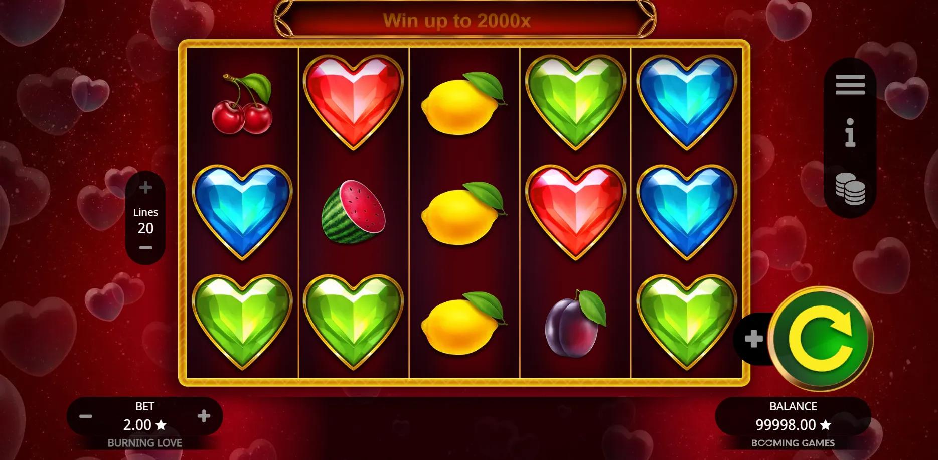 Burning Love slot gameplay screenshot