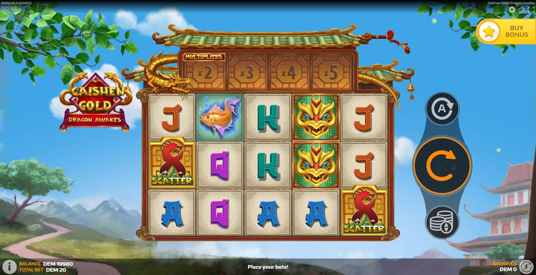 Caishen Gold: Dragon Awakes slot gameplay screenshot