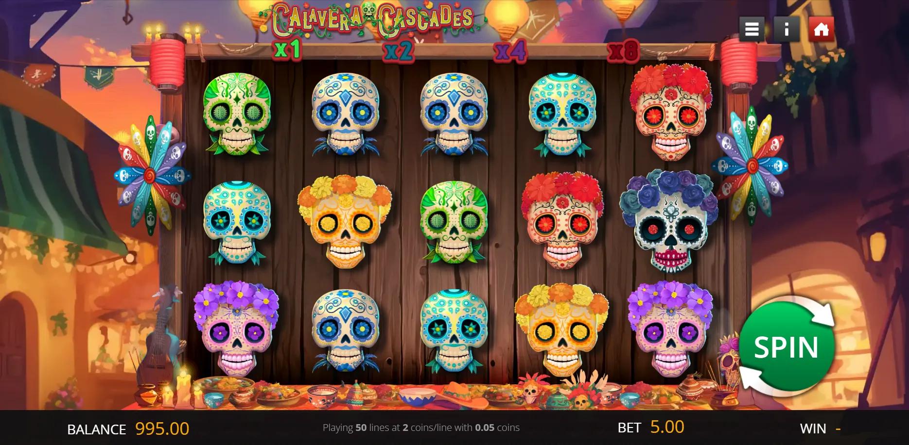 Calavera Cascades slot gameplay screenshot