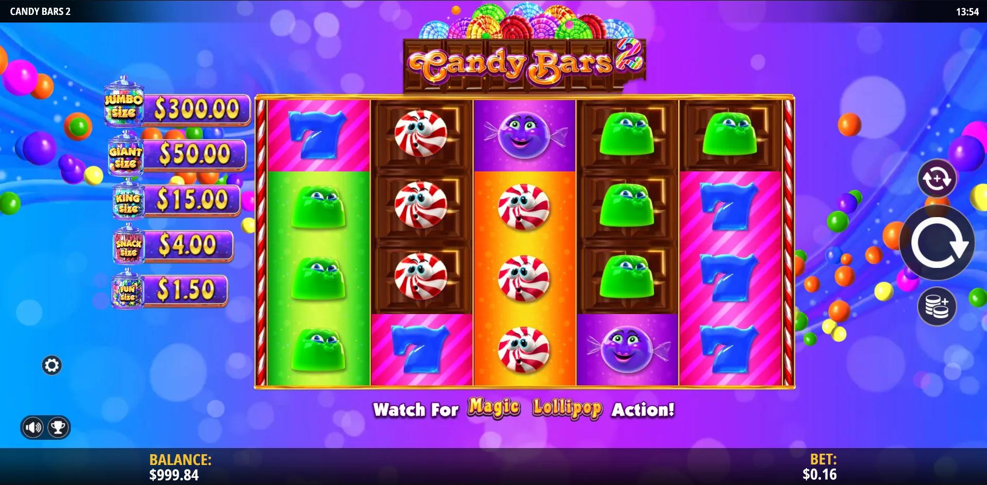 Candy Bars 2 slot gameplay screenshot