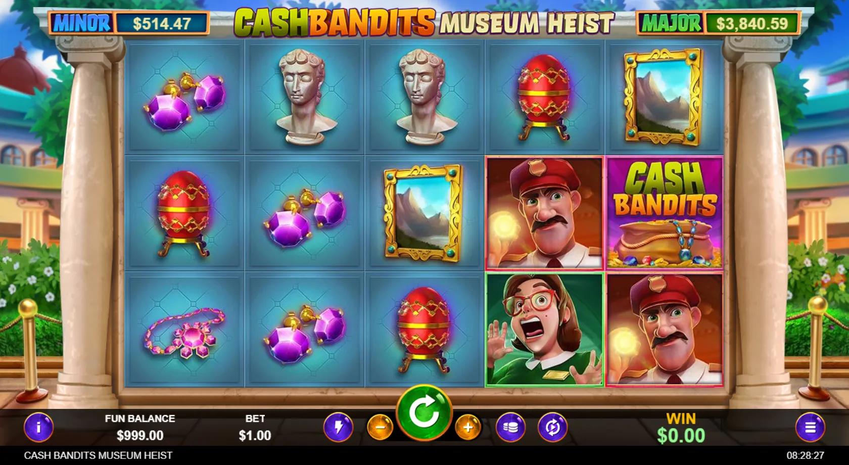 Cash Bandits Museum Heist slot gameplay screenshot