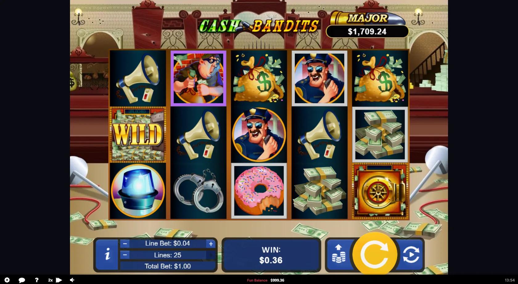 Cash Bandits slot gameplay screenshot