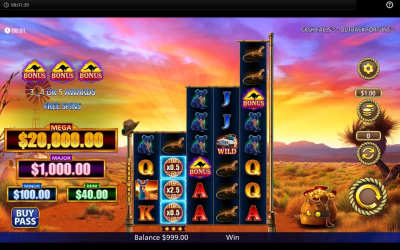 Cash Falls Outback Fortune gameplay screenshot