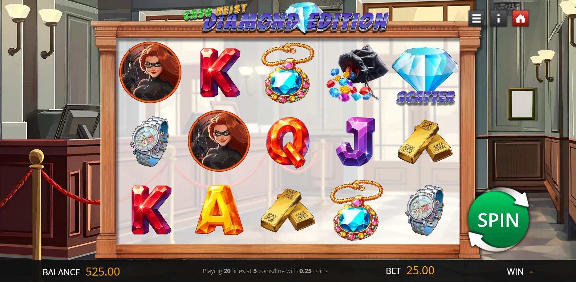 Cash Heist Diamond Edition slot gameplay screenshot